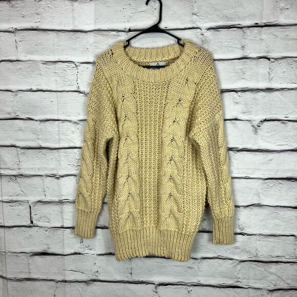 UNIF x Urban Outfitters Women's Chunky Knit Pullover Sweater Beige S - Picture 3 of 7